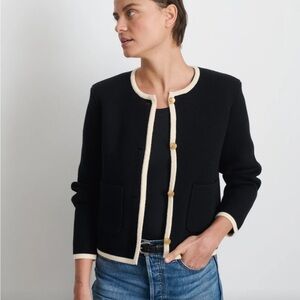 Alex Mill Paris Black and Cream Women's Sweater Size Small